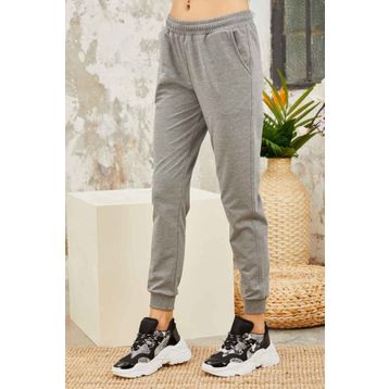 Tommy Life 94561 Gri Melanj Yüksek Bel Jogger Rahat Form Manşetli Kadın Eşofman Altı