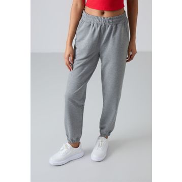 Tommy Life 94583 Gri Melanj Cepli Yüksek Bel Rahat Form Lastik Paça Kadın Eşofman Altı