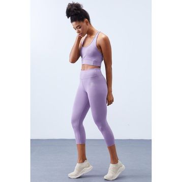 Tommy Life 95283 Eflatun Yüksek Bel Toparlayıcı Çapraz Sırt Detaylı Slim Fit Kadın Tayt Takımı