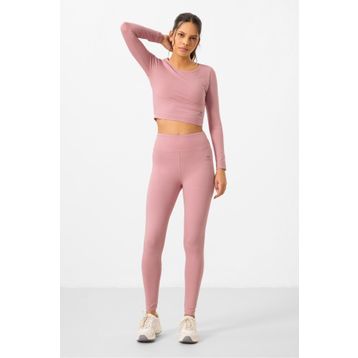 Tommy Life 95286 Gül Kurusu Kadın Yüksek Bel Uzun Kollu Slim Fit Crop Top Tayt Takım