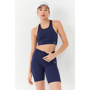 Tommy Life 95302 Yüksek Bel Toparlayıcı Crop Siyah Kadın Biker Tayt Takım