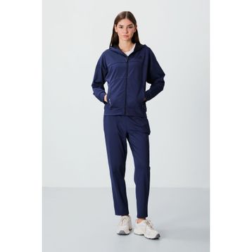 Tommy Life 95306 Kapüşonlu Gizli Cep Detaylı Standart Kalıp İndigo Kadın Eşofman Takımı