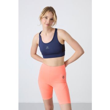 Tommy Life 97121 Çapraz Sırt Detaylı Slim Fit U Yaka Pedli İndigo Kadın Spor Büstiyer