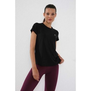 Tommy Life 97144 Basic Kısa Kol Standart Kalıp O Yaka Siyah Kadın T-shirt