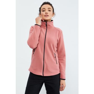 Tommy Life 97173 Yaban Gülü Kadın Dik Yaka Fermuarlı Rahat Form Polar Sweatshirt
