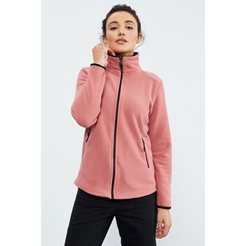 Tommy Life 97173 Yaban Gülü Kadın Dik Yaka Fermuarlı Rahat Form Polar Sweatshirt