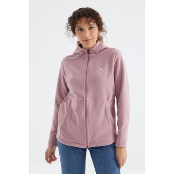 Tommy Life 97233 Gül Kurusu Kapüşonlu Fermuarlı Rahat Form Kadın Polar Sweatshirt