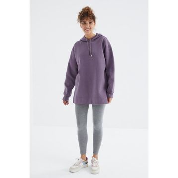 Tommy Life 97242 Eflatun Reglan Kol Renk Basic Kapüşonlu Oversize Kadın Tunik