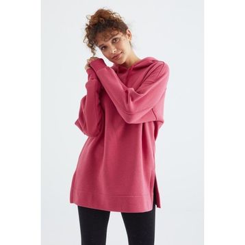 Tommy Life 97242 Kadın Yaban Gülü Reglan Kol Basic Kapüşonlu Oversize Tunik