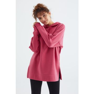 Tommy Life 97242 Kadın Yaban Gülü Reglan Kol Basic Kapüşonlu Oversize Tunik