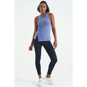 Tommy Life 97256 Eflatun Yırtmaç Detaylı O Yaka Sıfır Kollu Standart Kalıp Kadın Spor Atlet