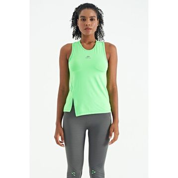 Tommy Life 97256 Neon Yeşil Yırtmaç Detaylı O Yaka Sfır Kollu Standart Kalıp Kadın Spor Atlet
