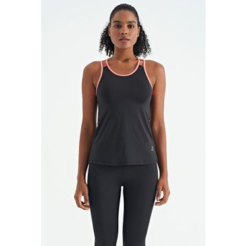 Tommy Life 97258 Siyah Çift Askılı Sırt Detaylı Standart Kalıp Kadın Spor Atlet