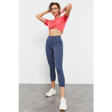 Tommy Life T10BY-93097_01 Petrol Kadın Yüksek Bel Slim Fit Dar Paça Kapri Tayt