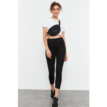 Tommy Life T10BY-93097_01 Siyah Kadın Yüksek Bel Slim Fit Dar Paça Kapri Tayt