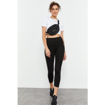 Tommy Life T10BY-93097_01 Siyah Kadın Yüksek Bel Slim Fit Dar Paça Kapri Tayt
