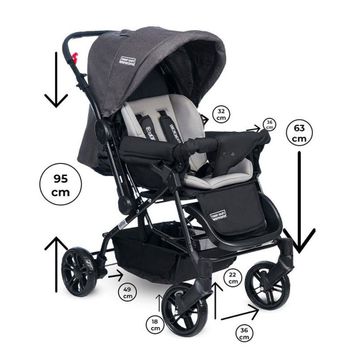 Tommybaby Antrasit Elegant Çift Yönlü Bebek Arabası Puset