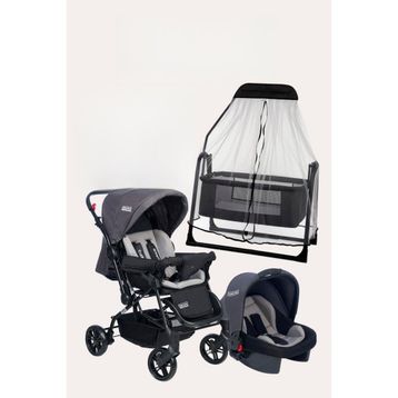 Tommybaby Luna 4 Adet Beşik Antrasit Bebek Arabası Puset Yağmurluğu
