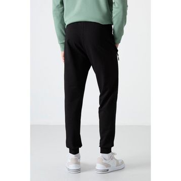 Tommylife 84587 Siyah Air Baskılı Fermuar Cepli Standart Kalıp Jogger Erkek Eşofman Altı