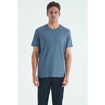 Tommylife 87911 Petrol Erkek Basic Kısa Kol Standart Kalıp O Yaka T-Shirt