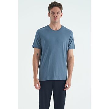 Tommylife 87911 Petrol Erkek Basic Kısa Kol Standart Kalıp O Yaka T-Shirt