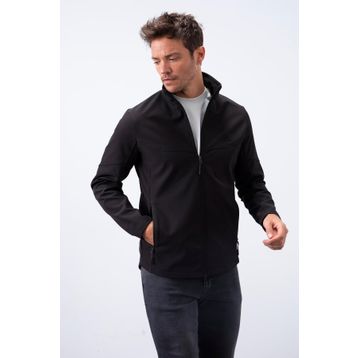 Tommylife 88050 Siyah Fermuarlı Dik Yaka Su ve Rüzgar Geçirmez Softshell Erkek Mont