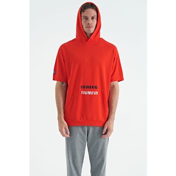 Tommylife 88195 Fiesta Kanguru Cepli Yazı Nakışlı Kapüşonlu Erkek T-Shirt