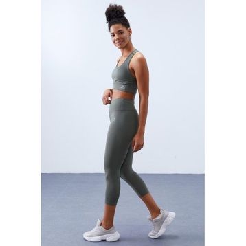Tommylife 95283 Çağla Yüksek Bel Toparlayıcı Çapraz Sırt Detaylı Slim Fit Kadın Tayt Takım