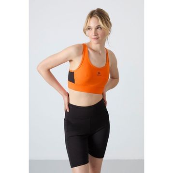 Tommylife 97121 Neon Oranj Çapraz Sırt Detaylı Slim Fit U Yaka Pedli Kadın Spor Büstiyer