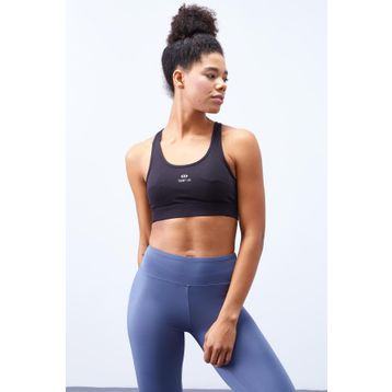 Tommylife 97121 Siyah Çapraz Sırt Detaylı Slim Fit U Yaka Pedli Kadın Spor Büstiyer