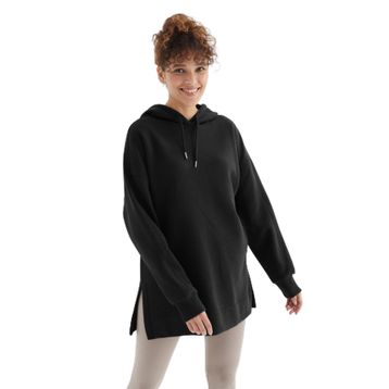 Tommylife 97242 Siyah Reglan Kol Basic Kapüşonlu Oversize Tunik