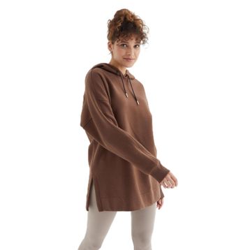 Tommylife 97242 Siyah Reglan Kol Basic Kapüşonlu Oversize Tunik