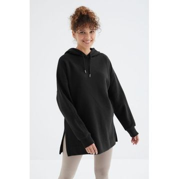 Tommylife 97242 Siyah Reglan Kol Basic Kapüşonlu Oversize Tunik