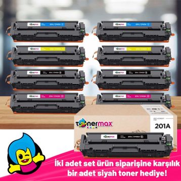 Tonermax M252 / M274 / M277 /Cf400A Hp 201A Muadil Toner Set