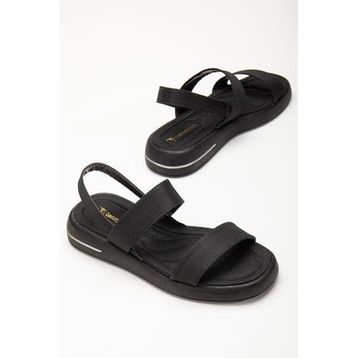 Tonny Black TBACR817 Siyah Keten Kadın Sandalet