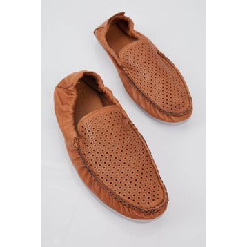 Tonny Black TBV05 Arkası Lastikli Hakiki Deri Taba Erkek Loafer