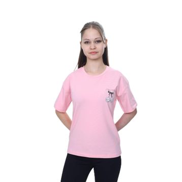 Toontoy 24973 Kız Çocuk Bisiklet Yaka Düşük Omuz Kısa Kollu Baskılı Tişört