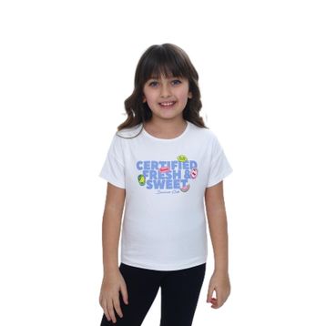 Toontoy 24976 Kız Çocuk Bisiklet Yaka Düşük Omuz Kısa Kollu Baskılı Tişört