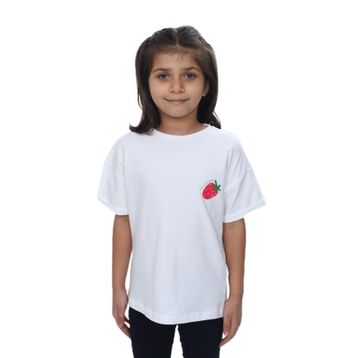 Toontoy 24978 Kız Çocuk Bisiklet Yaka Kısa Kollu Baskılı Tişört