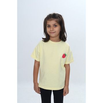Toontoy 24978 Kız Çocuk Bisiklet Yaka Kısa Kollu Baskılı Tişört