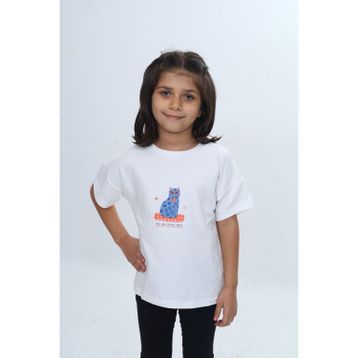 Toontoy 24979 Kız Çocuk Baskılı Bisiklet Yaka Kısa Kollu Tişört