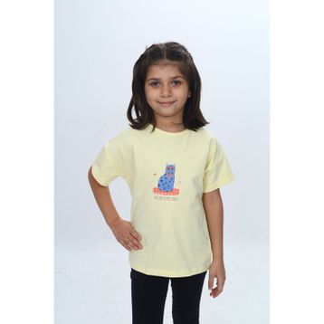 Toontoy 24979 Kız Çocuk Baskılı Bisiklet Yaka Kısa Kollu Tişört