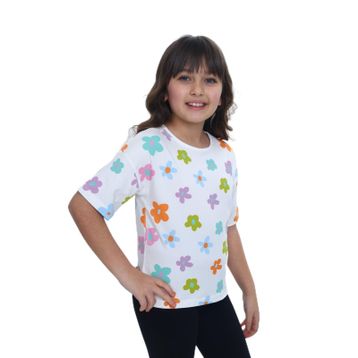 Toontoy 24980 Kız Çocuk Bisiklet Yaka Kısa Kollu Baskılı Tişört