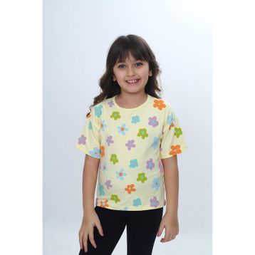 Toontoy 24980 Kız Çocuk Bisiklet Yaka Kısa Kollu Baskılı Tişört