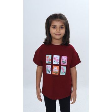 Toontoy 24982 Bordo Kız Çocuk Tişört