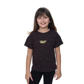 Toontoy 24983 Kız Çocuk Bisiklet Yaka Düşük Omuz Kısa Kollu Baskılı Tişört