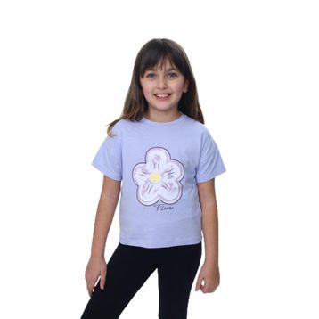 Toontoy 25006 Kız Çocuk Baskılı Bisiklet Yaka Kısa Kollu Tişört