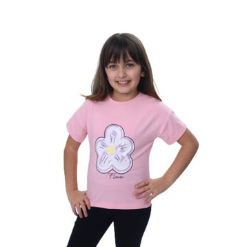 Toontoy 25006 Kız Çocuk Baskılı Bisiklet Yaka Kısa Kollu Tişört
