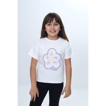 Toontoy 25006 Kız Çocuk Baskılı Bisiklet Yaka Kısa Kollu Tişört