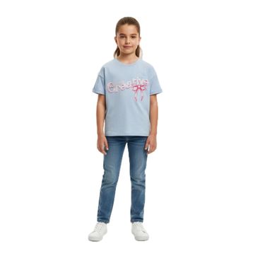 Toontoy 25010 Kız Çocuk Bisiklet Yaka Kısa Kollu Baskılı Tişört